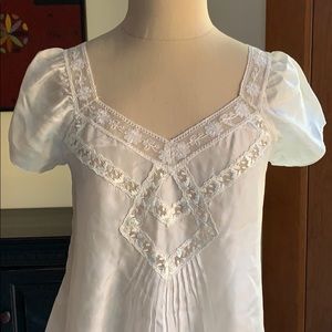 Rebecca Taylor Delicate Silk Ivory Lace Trimmed Top, size 4